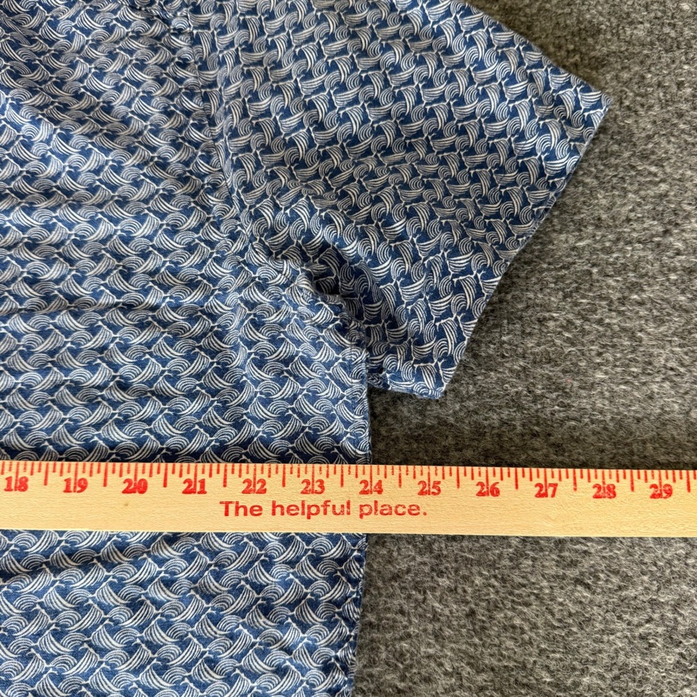 UNTUCKIT Linen Shirt Mens XL Blue Geometric Slim Short Sleeve Button Up Casual - Picture 5 of 7